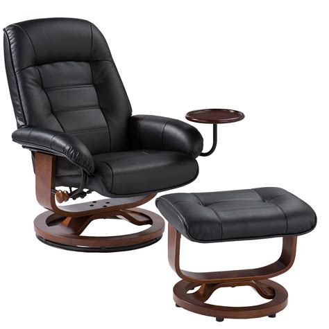 A chair that fits perfectly in small spaces, this. Euro Style Recliner and Ottoman in Black Leather ...