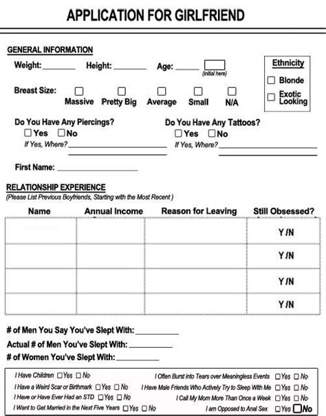 I see a lot guys on here talking about how they wish they had girlfriends or they really want them so i don't complain about not having one all the time. Girlfriend application