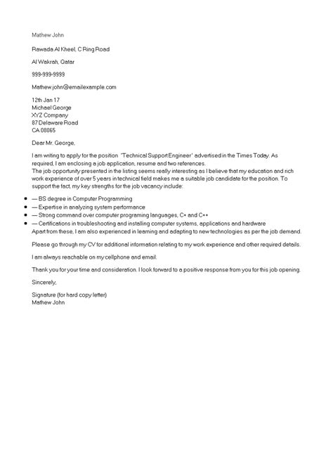 Take cues from these job application letter samples to get the word out. Technical Support Job Application Letter | Templates at ...