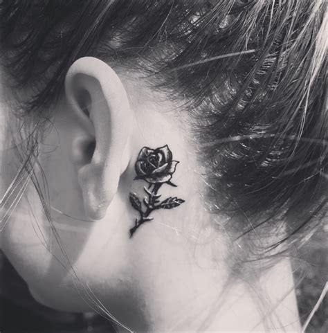 Music notes behind ear tattoo. #tattoo#rose#smalltattoo | Neck tattoo, Neck tattoos women ...