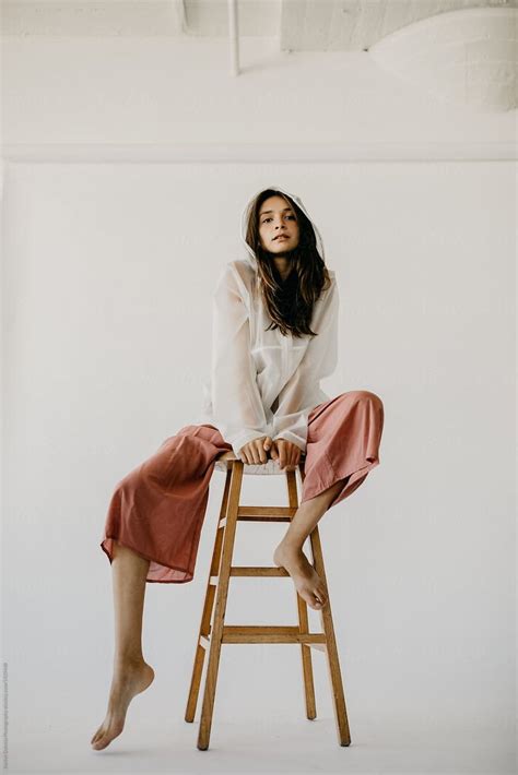 See what rachel (rhocherstudent) has discovered on pinterest, the world's biggest collection of ideas. Woman Model Posing on A Stool in Culottes and a Raincoat ...
