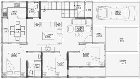 Rumah berukuran mungil ini juga cocok untuk keluarga kecil dan memungkinkan memiliki tiga kamar tidur sederhana. Denah Rumah Minimalis 3 Kamar Tidur