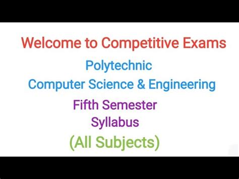 Note that this syllabus is for both internal and external candidates. Polytechnic Computer Science Syllabus (Fifth Semester ...