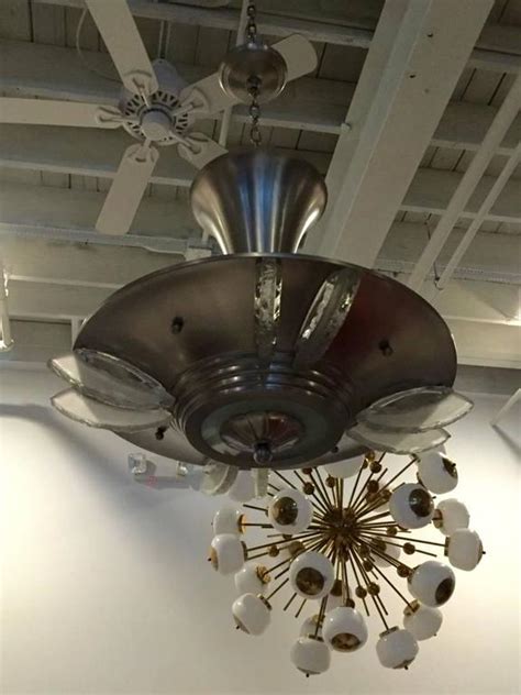 Inspired by art deco commercial lights, it features a. French Art Deco Modernist Ceiling Light or Chandelier For ...