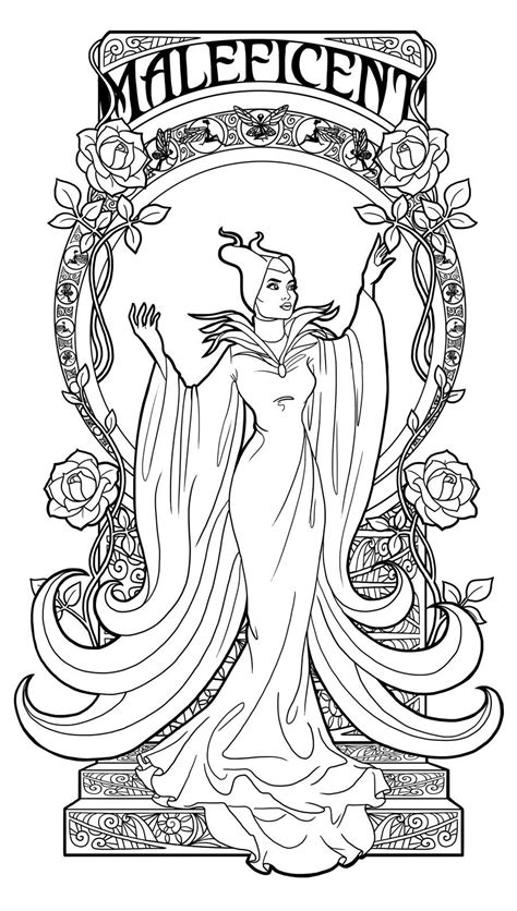 Magical witches halloween coloring fun a fun fantasy coloring book full of witches in all sizes and shapes. Maleficent - Art Nouveau - Lineart by Paola-Tosca on ...