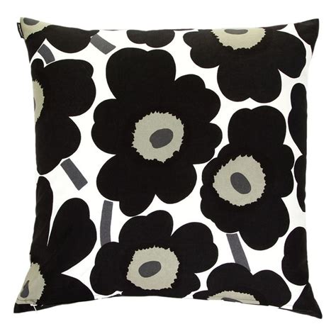 Marimekko - Pieni Unikko Cushion Cover - 50x50cm - White/Black | Black cushion covers, Cushion ...