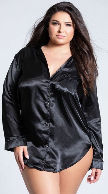 Some of the treasures here are so unique they're not sold anywhere else. Plus Size Flirty Satin Pajama Shirt, Satin Collared ...