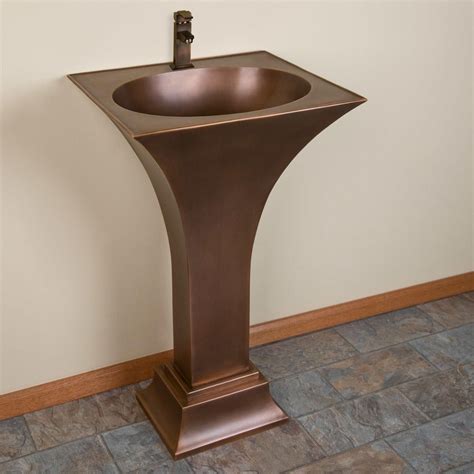 Pedestal sink backsplash pedestal sink backsplash downstairs. Flared Smooth Copper Pedestal Sink - Pedestal Sinks ...