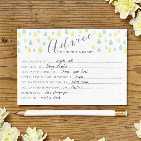 You have a bit of time as the shower usually isn't held until the last trimester, but it is better to get the planni. Baby Shower Advice Cards Pack Of Eight | Baby shower ...