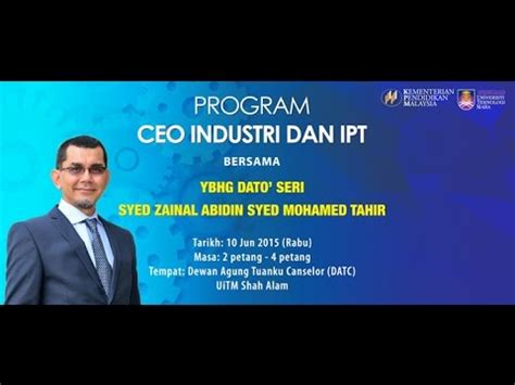 Zainal abidin is an actor, known for final score (1986), sunan kalijaga & syech siti jenar (1985) and doea tanda mata (1985). Program CEO Industri dan IPT Bersama Y Bhg Dato' Seri Syed ...