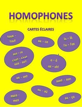 Homophones cartes éclaires en français | Teaching french, French basics ...