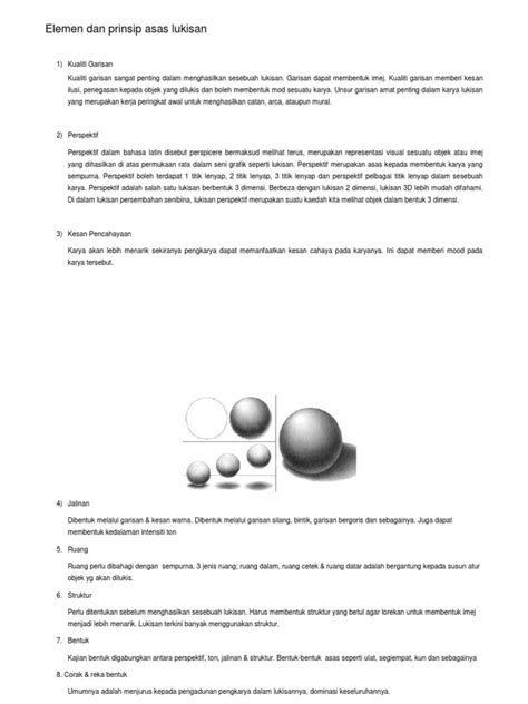 Pengetahuan dalam penilaian dan penganalisaan tersebut membolehkan. 3. Elemen Dan Prinsip Asas Lukisan