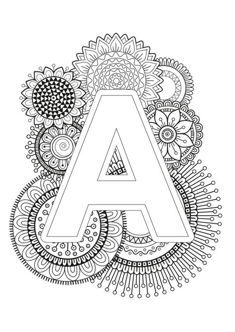 Printable mandala letters (page 1). Mindfulness Coloring Page - Alphabet | Mandala coloring ...