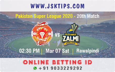 Both teams played the karachi kings in their previous encounters and triumphed. Match prediction - Islamabad United vs Peshawar Zalmi ...
