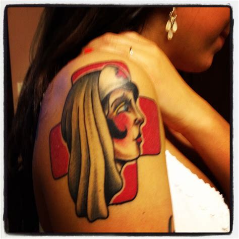 A popular design with both men and women, a cross tattoo can be placed almost anywhere on the body, either on its own or as part of a larger design. Erica's nurse tattoo! | Nurse tattoo, Red cross nurse, Red ...