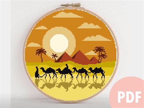 Maybe you would like to learn more about one of these? Camels Modern Cross Stitch Pattern, landscape counted ...