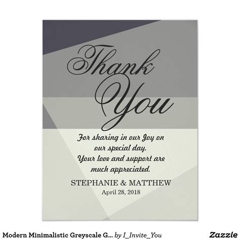 Modern polaroid bridal shower thank you cards. Modern Minimalistic Greyscale Geometric Thank You Card | Zazzle.com | Thank you cards, Greyscale ...