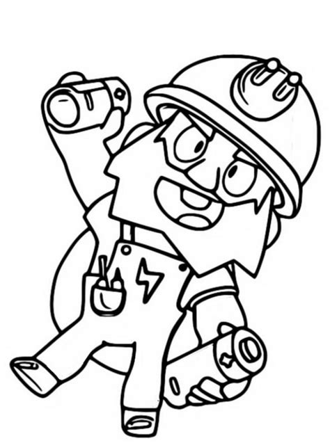 Leon is a legendary brawler who has the ability to briefly turn invisible to his enemies using his super. Kids-n-fun.com | Coloring page Brawl Stars dynamike