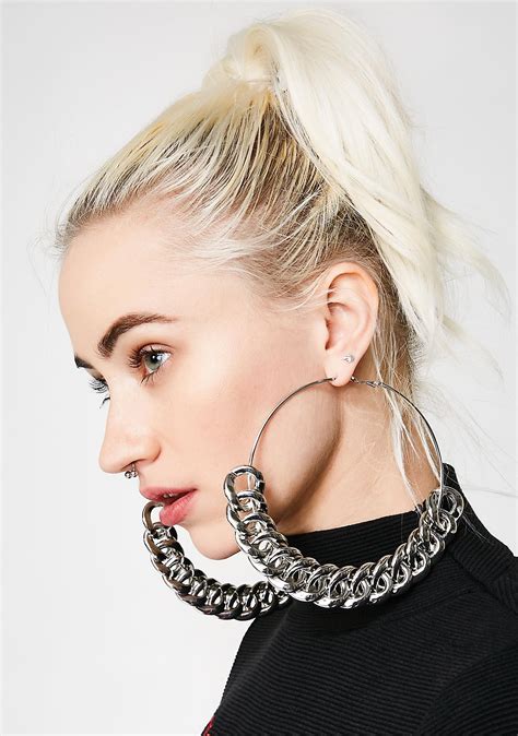 Find great deals on ebay for silver thick hoop earrings. Chain Gang Hoop Earrings | Hoop earrings, Oversized hoop ...