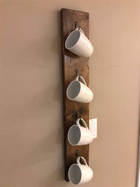 Barnwood coffee mug rack wall mount cup holder allbarnwood fashion pion india kitchen wall storage brown mounted coffee mug hanger rack and tea cup holder anizer for. Rae Dunn Mug Rack- Hannah Wall Mounted Coffee Mug Rack- 4 ...