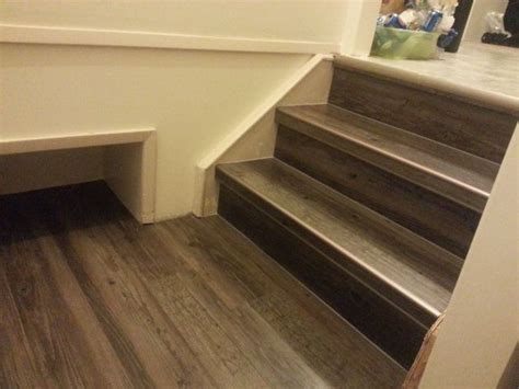 Koroseal vinyl stair nosing in various styles: Vinyl To Carpet Stair Transition