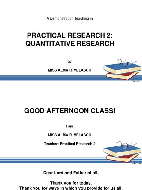 You may be a researcher who wants to revisit the basics of research or to learn more about how to research on philippine realities. Practical Research 2: Quantitative Research: A ...