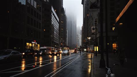 Hd wallpapers and background images. Cars On Road Between Buildings HD Dark Aesthetic ...