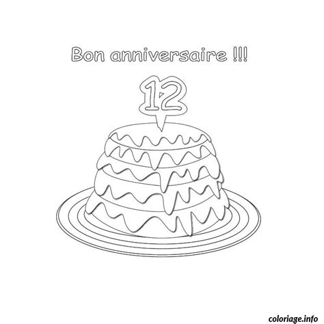 Coloriage a imprimer ado de 12 ans : Coloriage Anniversaire 12 Ans dessin