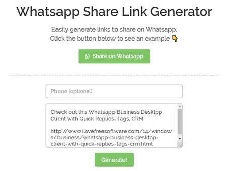 Maybe you would like to learn more about one of these? Free WhatsApp Share Link Generator to Quickly Share Messages