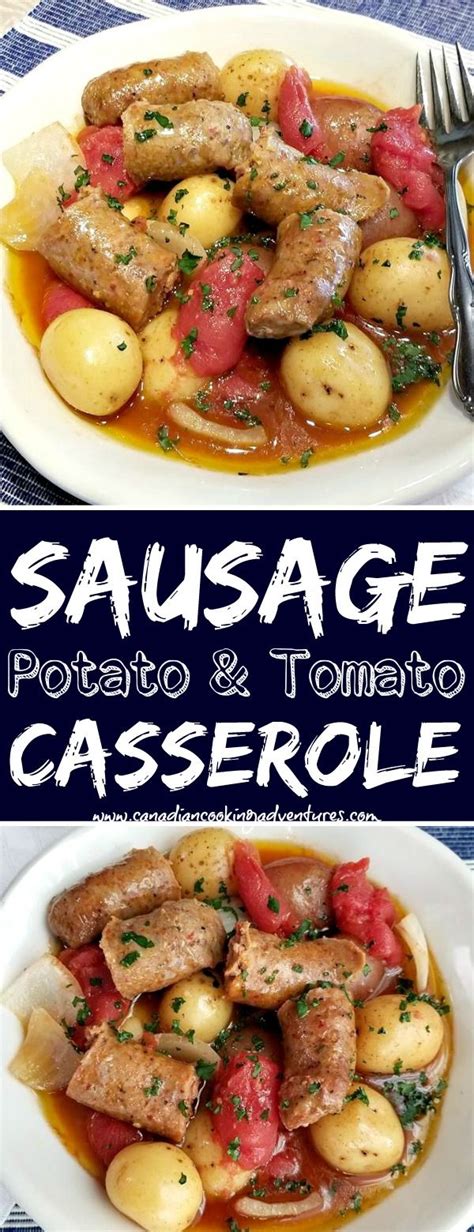 The meat was often eaten with eggs, which also had to be used up, and the precursor of the full english breakfast was born. Sausage Tomato Casserole | Meat recipes for dinner, Meat ...