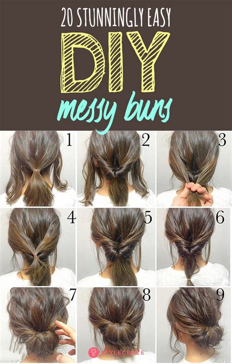 Cute bun hairstyles for long hair are fun to come up with. 20 Stunningly Easy DIY Messy Buns | Long hair styles, Hair ...