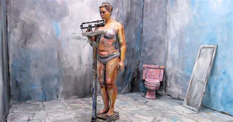 Hd mixed hotty gets her pretty face spunk caked german goo girls. Alexa Meade Painting Woman Bathroom Scale