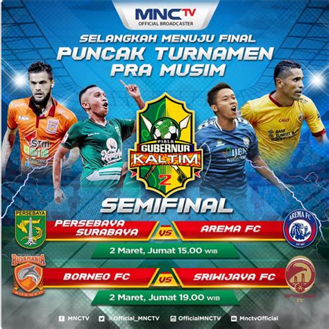 Pertandingan rencananya akan disiarkan secara langsung. Jadwal siaran langsung Semifinal Piala Gubernur Kaltim ...