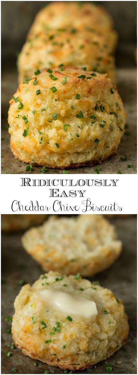 Ready in about 10 minutes, they're a perfect addition to your next weekend brunch, a great side dish with a warm bowl of soup, or a tasty companion for a tender roasted chicken. Ridiculously Easy Cheddar Chive Biscuits | Recipe ...