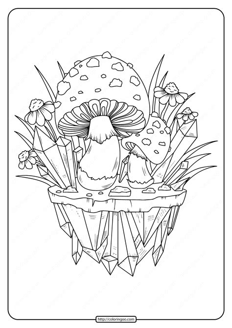 Select one of 1000 printable coloring pages of the category adult. Printable Mushrooms Adult Coloring Page - 02