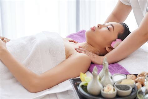 If around you no one who could make you a massage head Massage Women`s Shoulders And Waist. Stock Image - Image ...