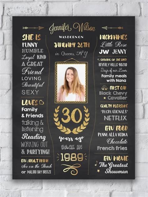 Click here to personalize and print your poster 30th birthday gift for her or him Personalized 30th ...