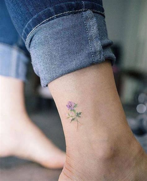 See more ideas about violet tattoo, sweet violets, violet flower. Small purple rose tattoo on the ankle. Tattoo artist: Sol ...
