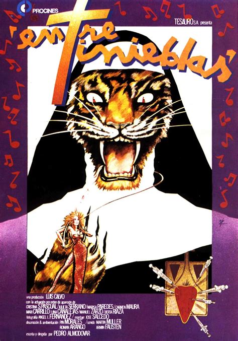 Ver entre tinieblas (1983), yolanda bell, una cantante de boleros adicta a las drogas, ve morir a su novio por una sobredosis de heroína adulterada. Todo Almodóvar: Los Carteles - Entre Tinieblas