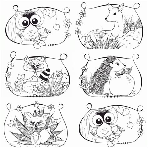 Woodland tribal animals cute forest and nature design elements vector. Woodland Animal Coloring Page - Coloring Home