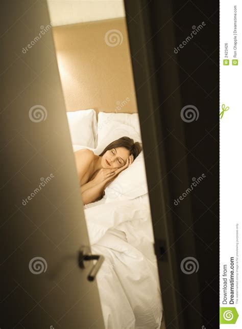 Sleeping Woman Behind Door Royalty Free Stock Image - Image: 2423426