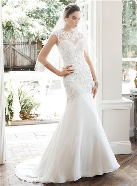 Magbridal bridal dresses online,wedding dresses ball gown, fabulous stretch chiffon bateau neckline see through mermaid wedding dress with beaded lace appliques. Mermaid High Neck Cap Sleeve See Through Lace Chiffon ...