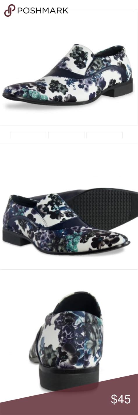 Patent leather transparent clear block heel slingback blue/white/ black. Portabella Blue & White Floral Loafer 8.5 | Loafers, Blue ...