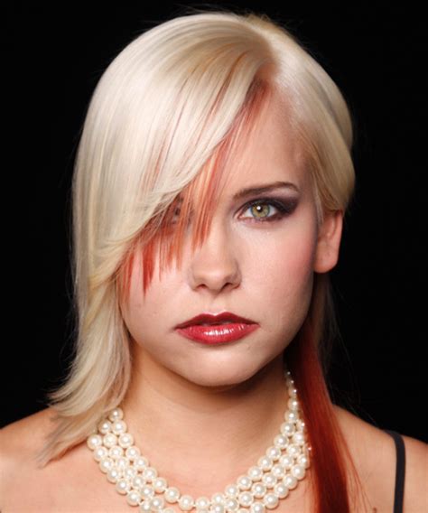 Get more videos like these here ! Long Straight Light Blonde and Red Two-Tone Hairstyle with ...