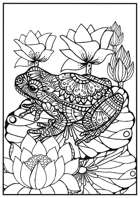 Select one of 1000 printable coloring pages of the category adult. coloring for adults frog on a lily leaf | Frog coloring ...