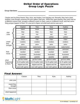 Jessie & anna to you. Order of Operations Logic Puzzle Group Activity | Order of ...