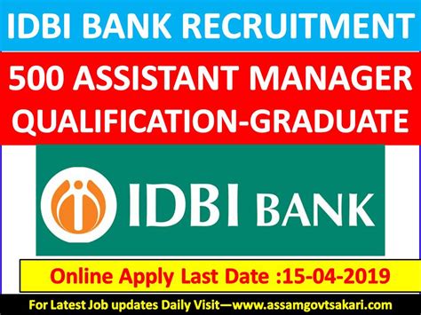 Assistant manager responsibilities include assisting the manager in organizing, planning and implementing strategy assistant manager responsibilities include hiring and training sales associates, monitoring. IDBI Bank Recruitment 2019 : 500 Assistant Manager ...