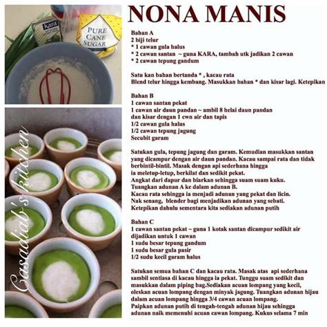 Cara nak buat nona manis senang je tapi korang memerlukan cara yang betul supaya kuih tu jadi dengan sempurna lembut, berlemak dan cair di dalam mulut. Nona manis | resepi talam | Pinterest