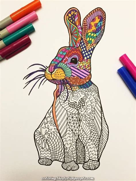 Collection by esani • last updated 4 weeks ago. Legendary Rabbit sitting - PDF Zentangle Coloring Web page | Coloring pages, Animal coloring ...