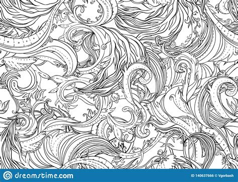Line art flowers, vector floral patterns, wedding clipart, floral border, floral illustrations, outline flowers. Beautiful Ornate Flower Seamless Pattern. Outline Drawing ...